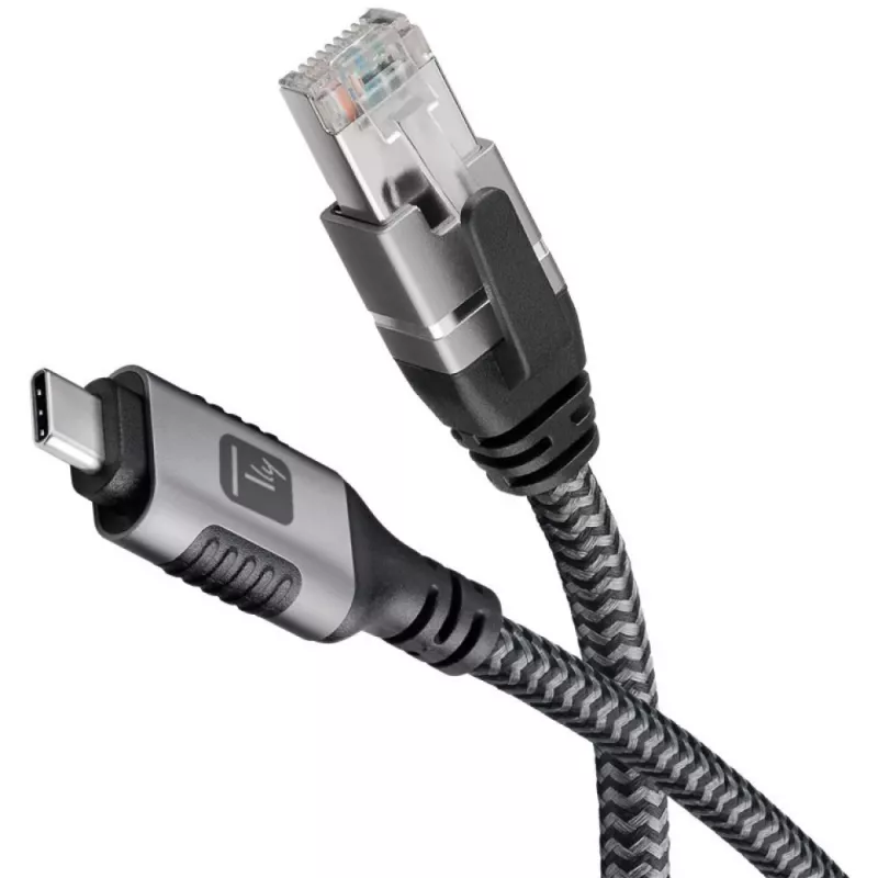Techly ICOC U3C-RJ45-020 verkkokaapeli hopea, musta 2 m Cat6 F/UTP (FTP)