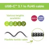 Techly ICOC U3C-RJ45-020 verkkokaapeli hopea, musta 2 m Cat6 F/UTP (FTP)