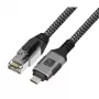 Techly ICOC-U3C-RJ45-075 USB 3.2 Type-C–Gigabit Ethernet -sovitinkaapeli, 7,5 m, musta/hopea