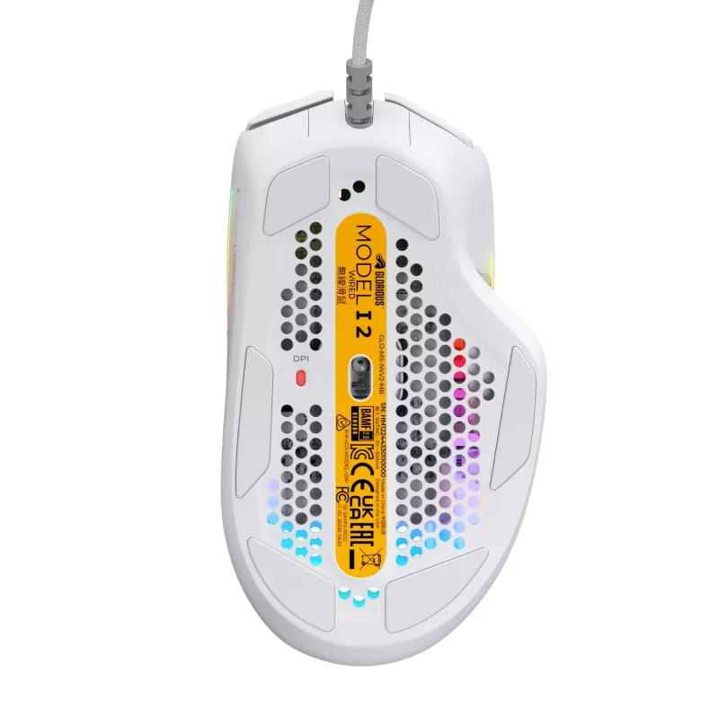 Glorious Gaming Glorious Model I2 Wired – valkoinen, oikeakätinen, optinen, USB Type-A, 26000 DPI, valkoinen
