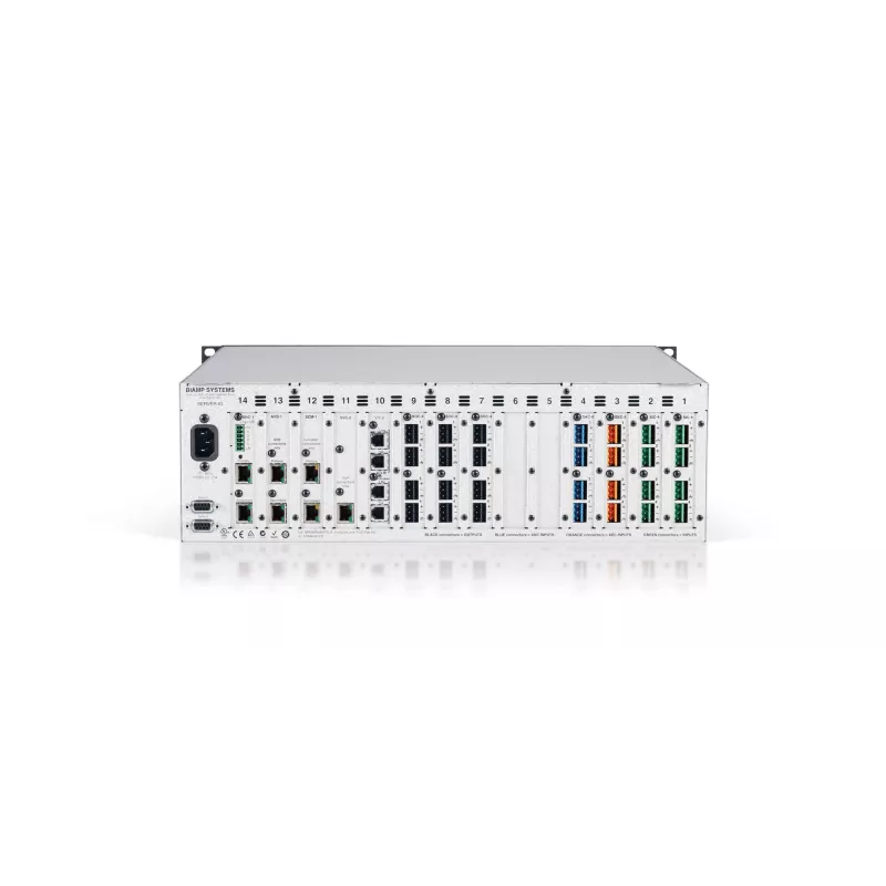 Biamp Tesira SERVER-IO AVB, 8000 Ω, 200 Ω, musta, metallinen, punainen, 3U, OLED, 20–20000 Hz