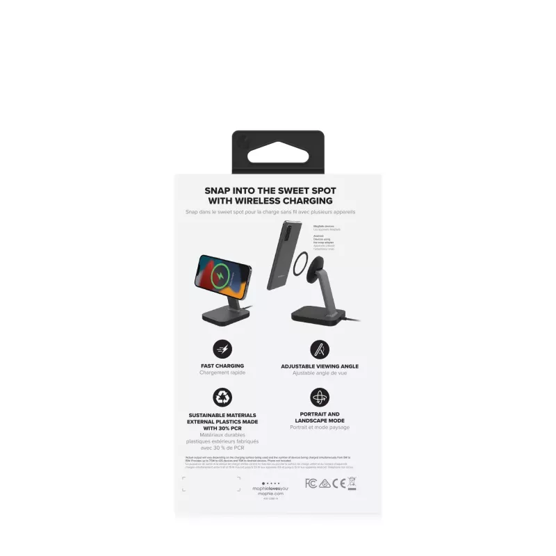 mophie UNV WRLS-snap+ stand-musta-ROC-EU, sisäkäyttö, AC, langaton lataus, musta