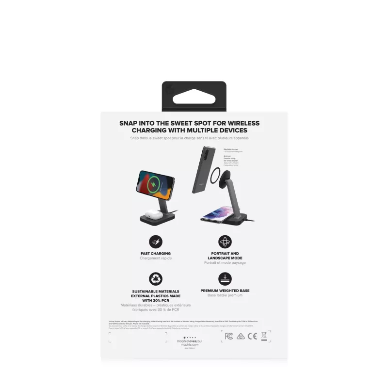 mophie UNV WRLS-snap+ stand & pad-musta-ROC-EU, sisäkäyttö, AC, langaton lataus, musta