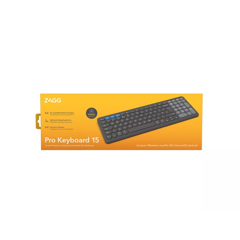 ZAGG Pro 15 näppäimistö yleiskäyttöön Bluetooth QWERTY pohjoismainen musta