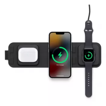mophie 3-in-1 matkalaturi MagSafe-yhteensopiva (2023), sisäkäyttö, USB, langaton lataus, musta