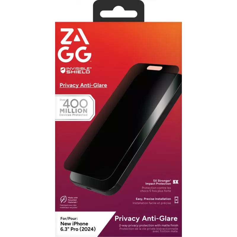 InvisibleShield Glass Elite Privacy Anti Glare Apple iPhone 16 Pro -näyttö