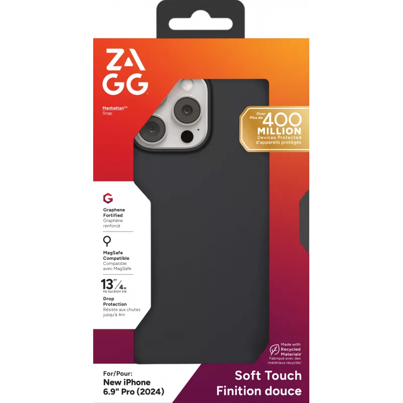 ZAGG Cases Manhattan Snap Apple iPhone 16 Pro Max musta, kotelo, Apple, iPhone 16 Pro Max, 17,5 cm (6,9