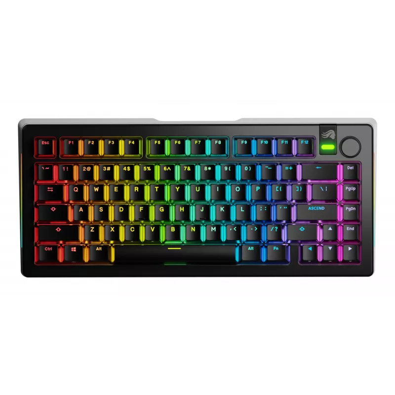 Glorious Gaming GMMK 3 PRO 75% Prebuilt Wireless musta - US, johdollinen & johdoton, USB + RF Wireless + Bluetooth, mekaaninen, QWERTY, RGB LED, musta
