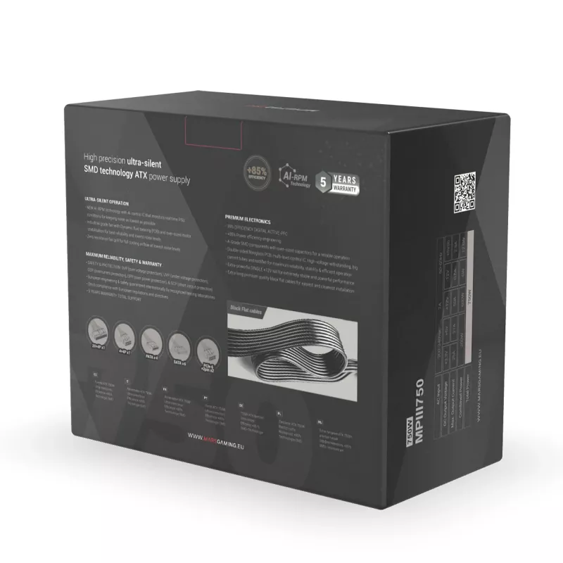 Mars Gaming MPIII750 PC-virtalähde 750W ATX 85 % hyötysuhde 5 vuoden takuu