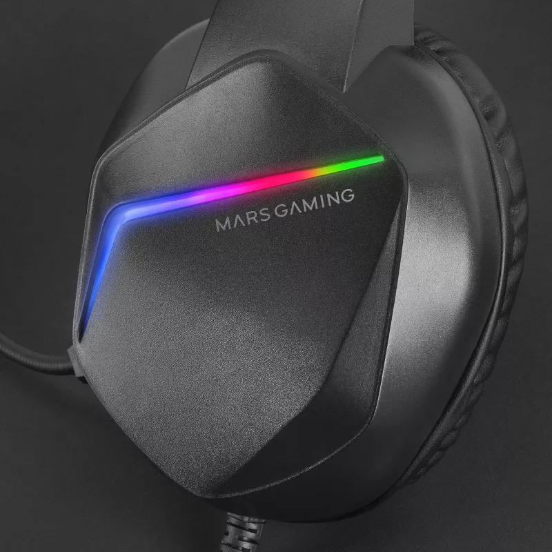 Mars Gaming MH122 musta, FRGB Over Ear -pelikuulokemikrofoni mikrofonilla, HiFi-ääni, kohinanvaimennus, ultrakevyt, PS4 PS5 Xbox Switch Tablet Windows Mac