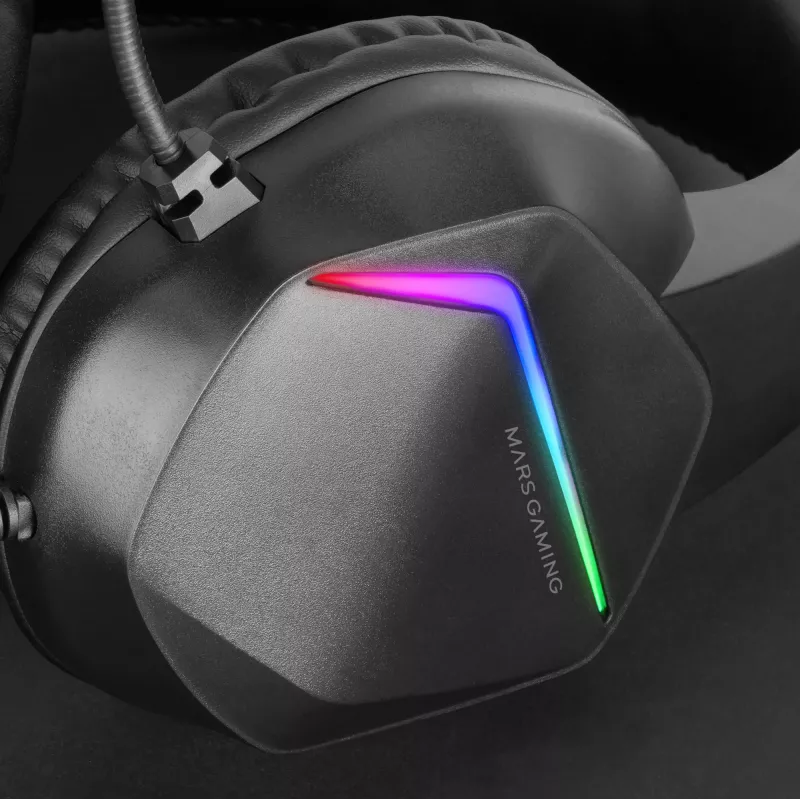 Mars Gaming MH122 musta, FRGB Over Ear -pelikuulokemikrofoni mikrofonilla, HiFi-ääni, kohinanvaimennus, ultrakevyt, PS4 PS5 Xbox Switch Tablet Windows Mac