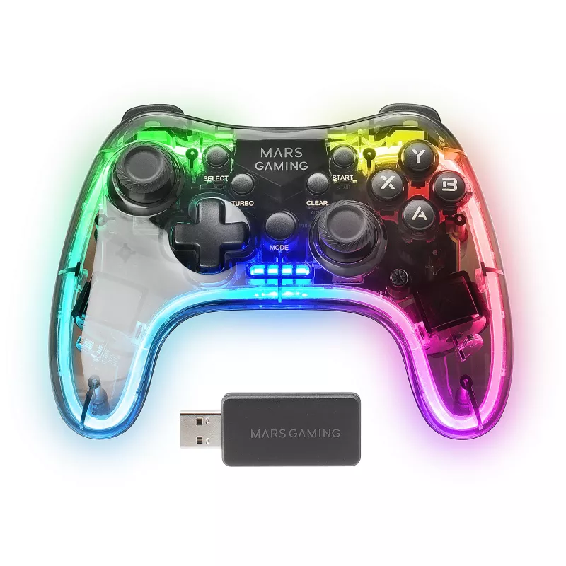 Mars Gaming MGP-24 langaton peliohjain 2.4GPRO Neon RGB dual haptic -värinä analogiset tikut ohjain PC PS3 PS4 XBOX360 Raspberry Pi Mac Android