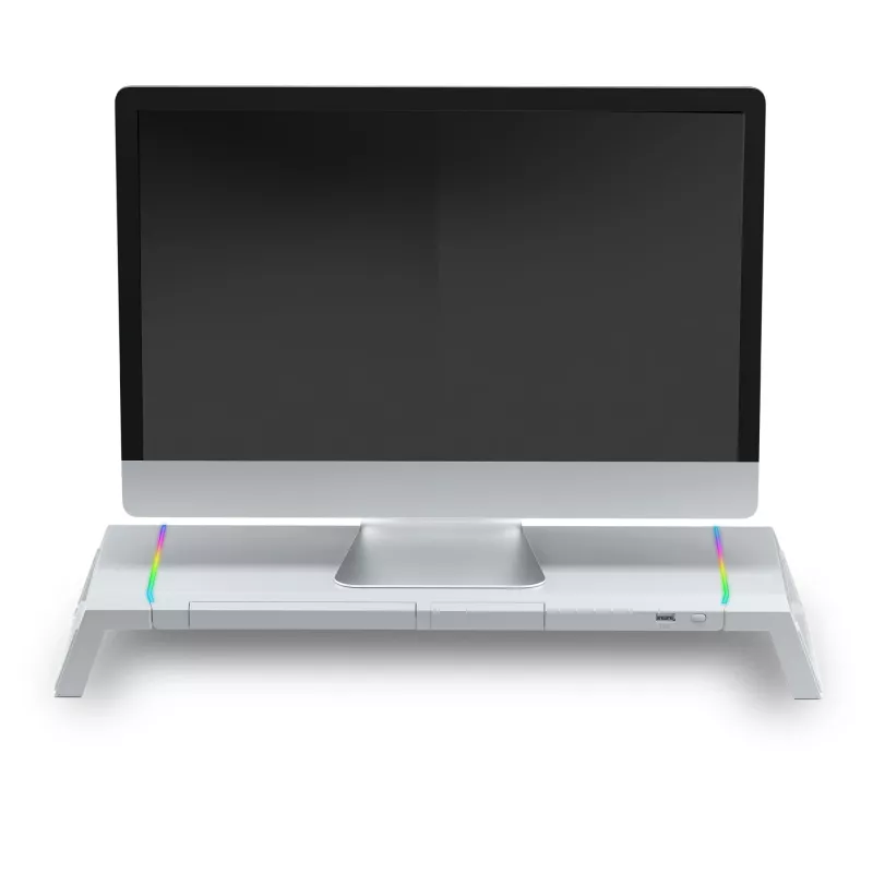 Mars Gaming MGS-ONE valkoinen Chroma RGB -näyttöteline säädettävä koko älypuhelin- ja tablettiteline etu-USB 2.0