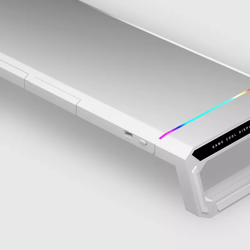 Mars Gaming MGS-ONE valkoinen Chroma RGB -näyttöteline säädettävä koko älypuhelin- ja tablettiteline etu-USB 2.0