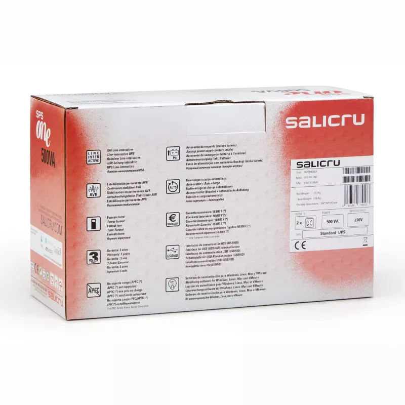 Salicru SPS 700 ONE, line-interactive, 0,7 kVA, 360 W, sini, 162 V, 290 V