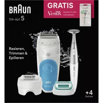 Braun Silk-épil 5 810 + Gillette Venus trimmeri 28 pinsettiä sininen, valkoinen