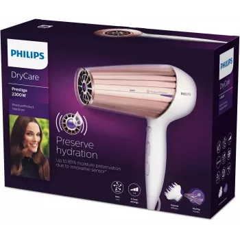 Hiustenkuivaaja Philips MoistureProtect Sensor HP8280/00 — 2300 W, DC-moottori, 6 nopeutta, ioninen, kylmäasetus, violetti/valkoinen