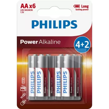 Kertakäyttöparisto Philips Power alkaliparisto LR6P6BP/10