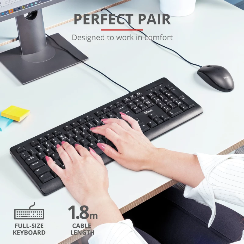 Trust Primo näppäimistö hiiri sisältyy yleinen USB AZERTY belgia musta