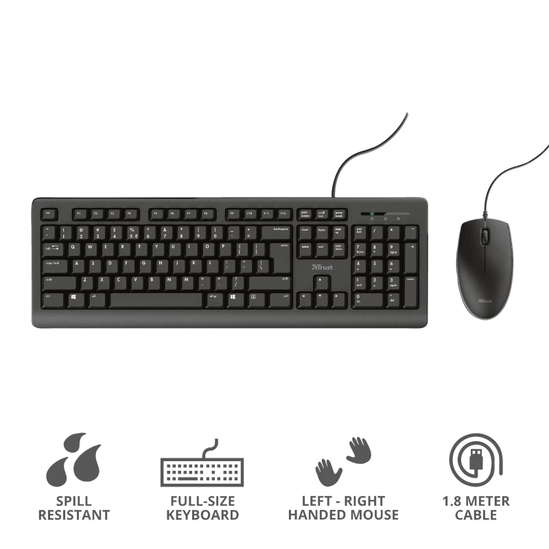 Trust Primo näppäimistö hiiri sisältyy yleinen USB AZERTY belgia musta