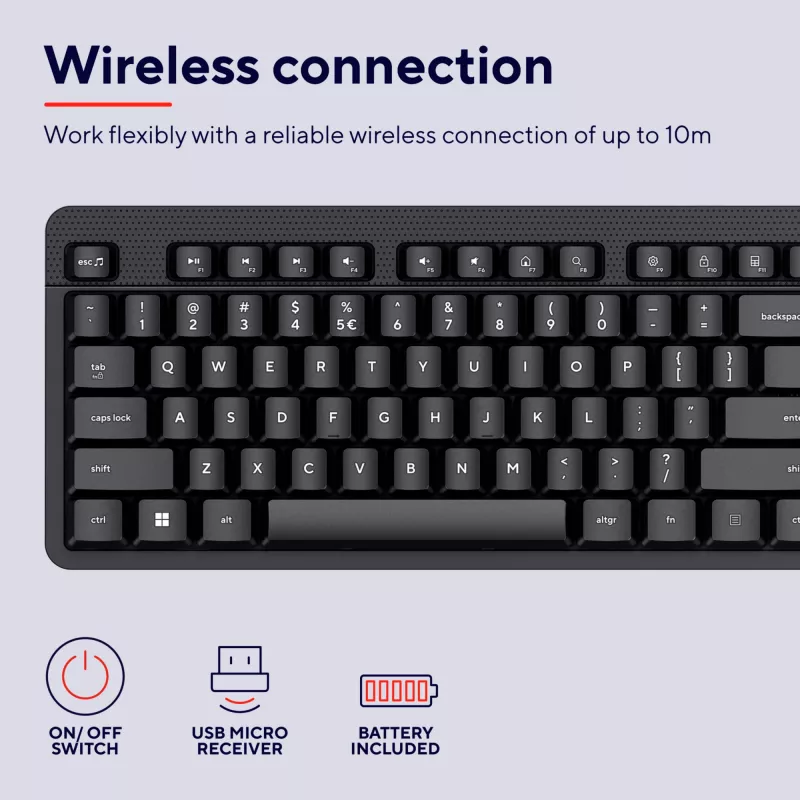 TRUST Ody II täysikokoinen langaton RF QWERTY pohjoismainen musta