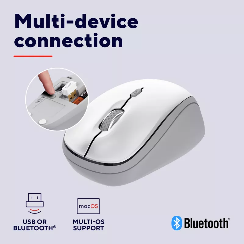 Trust Yvi+ hiiri yleiskäyttöön molempikätinen RF langaton + Bluetooth optinen 1600 DPI