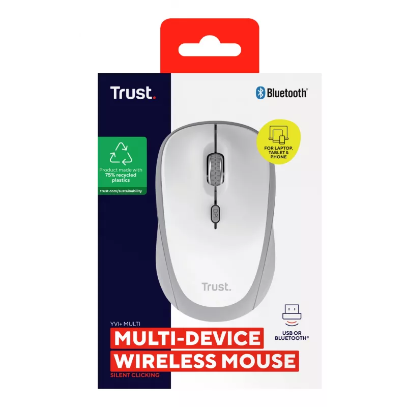Trust Yvi+ hiiri yleiskäyttöön molempikätinen RF langaton + Bluetooth optinen 1600 DPI