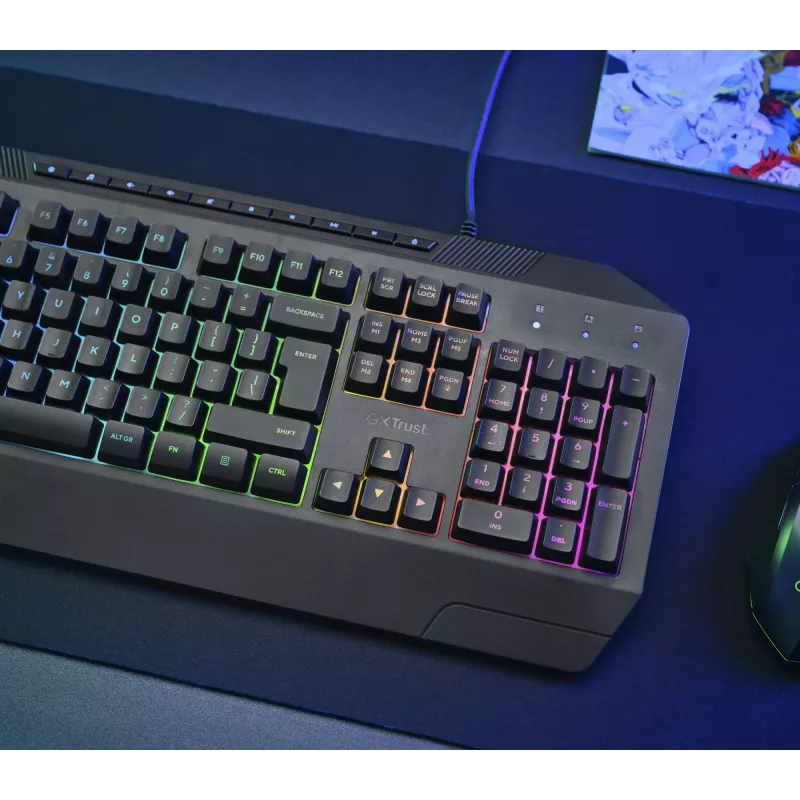 Trust GXT 836 Evocx näppäimistö pelaaminen USB AZERTY belgialainen musta