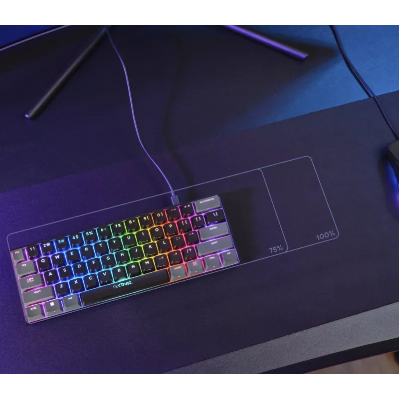 Trust GXT 867 Acira näppäimistö pelaaminen USB AZERTY belgialainen musta, harmaa
