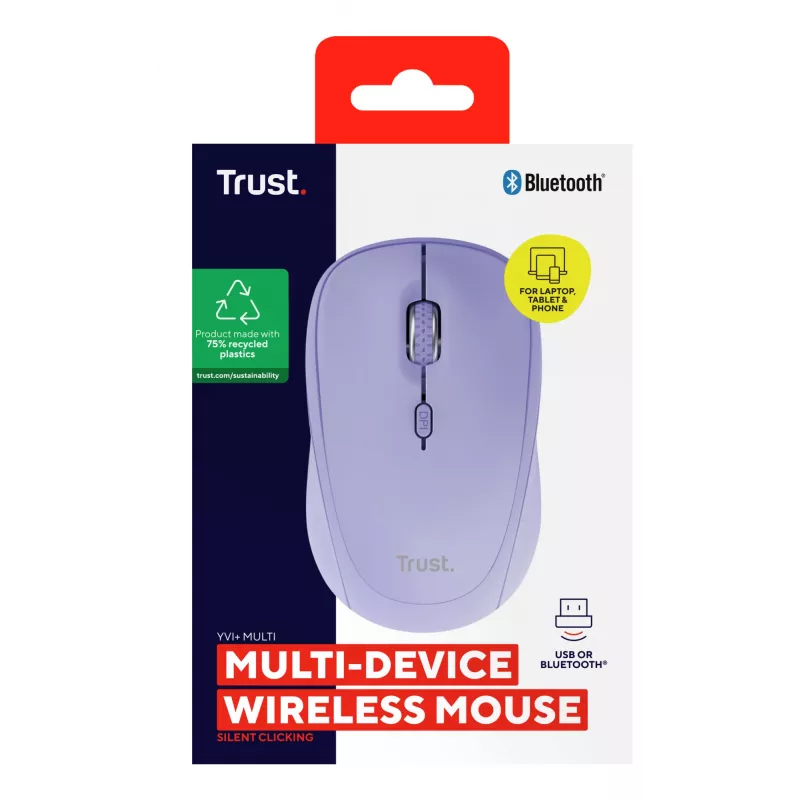Trust Yvi+ hiiri yleiskäyttöön molempikätinen RF langaton + Bluetooth optinen 1600 DPI
