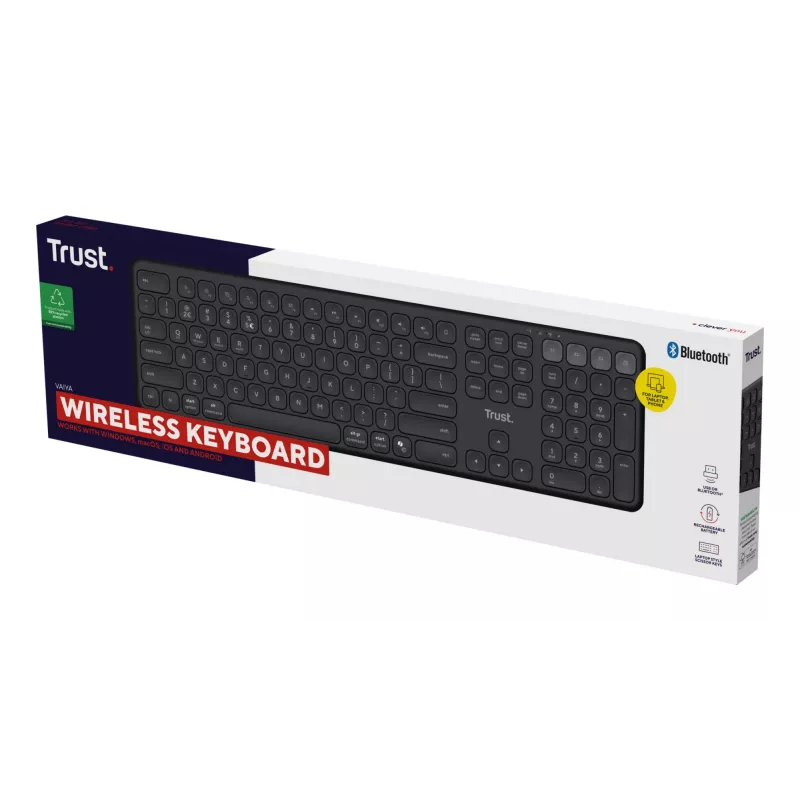 Trust Vaiya näppäimistö yleiskäyttöön USB + RF langaton + Bluetooth AZERTY belgialainen musta