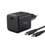 Laturi TRUST Maxo ultrapieni 65W GaN USB-C musta 2 m kaapelilla