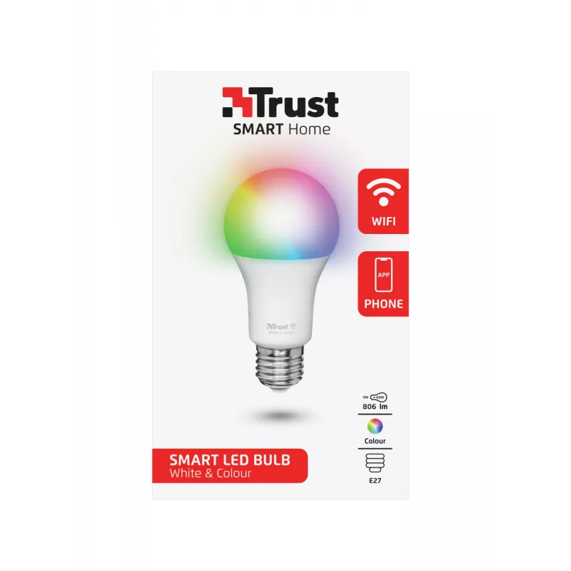 Älylamppu TRUST 71281 — Wi‑Fi, E27-kanta, valkoinen, 60×60×108 mm