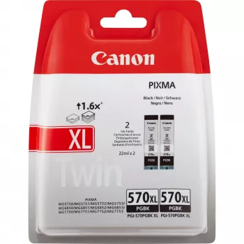Canon PGI-570BK XL suuri kapasiteetti musta mustepatruuna (kaksipakkaus)