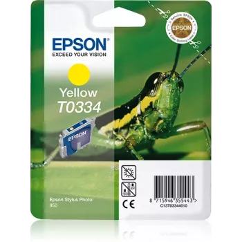 Epson Grasshopper yksittäispakkaus keltainen T0334, keltainen, pigmenttimuste, 17 ml, 1 kpl