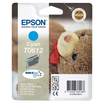 Epson Teddybear yksittäispakkaus syaani T0612 DURABrite Ultra muste, syaani, 8 ml, 1 kpl