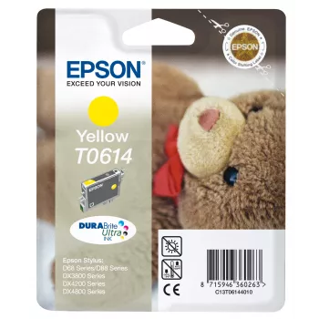 Epson Teddybear yksittäispakkaus keltainen T0614 DURABrite Ultra muste, keltainen, pigmenttimuste, 8 ml, 1 kpl