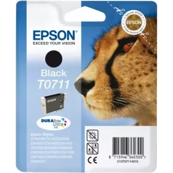 Epson Cheetah yksittäispakkaus musta T0711 DURABrite Ultra muste, musta, pigmenttimuste, 1 kpl