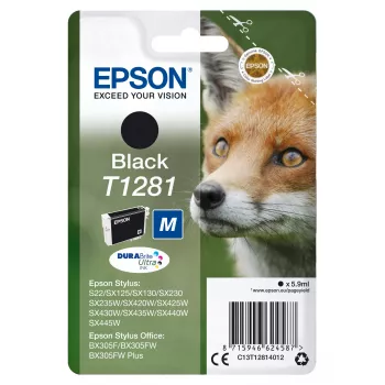 Epson T1281 Fox yksittäispakkaus mustepatruuna musta