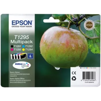 Epson Apple monipakkaus 4 väriä T1295 DURABrite Ultra -muste, musta, syaani, magenta, keltainen, 1 kpl, monipakkaus