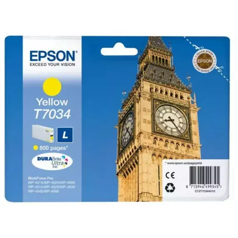 Mustepatruuna EPSON C13T70344010 keltainen 0,8k