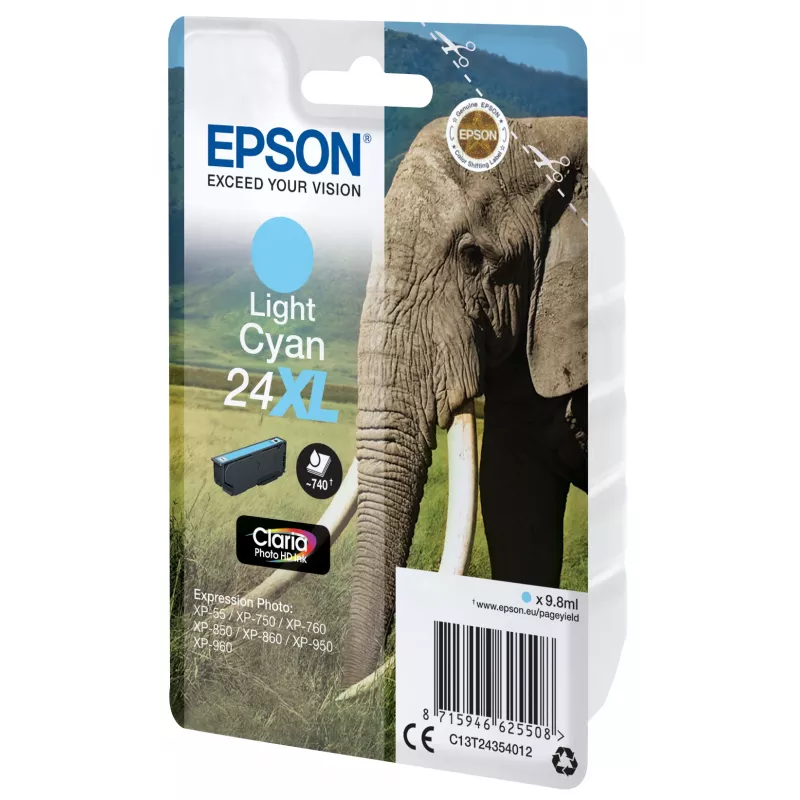 Epson Elephant yksittäispakkaus vaaleansyaani 24XL Claria Photo HD muste