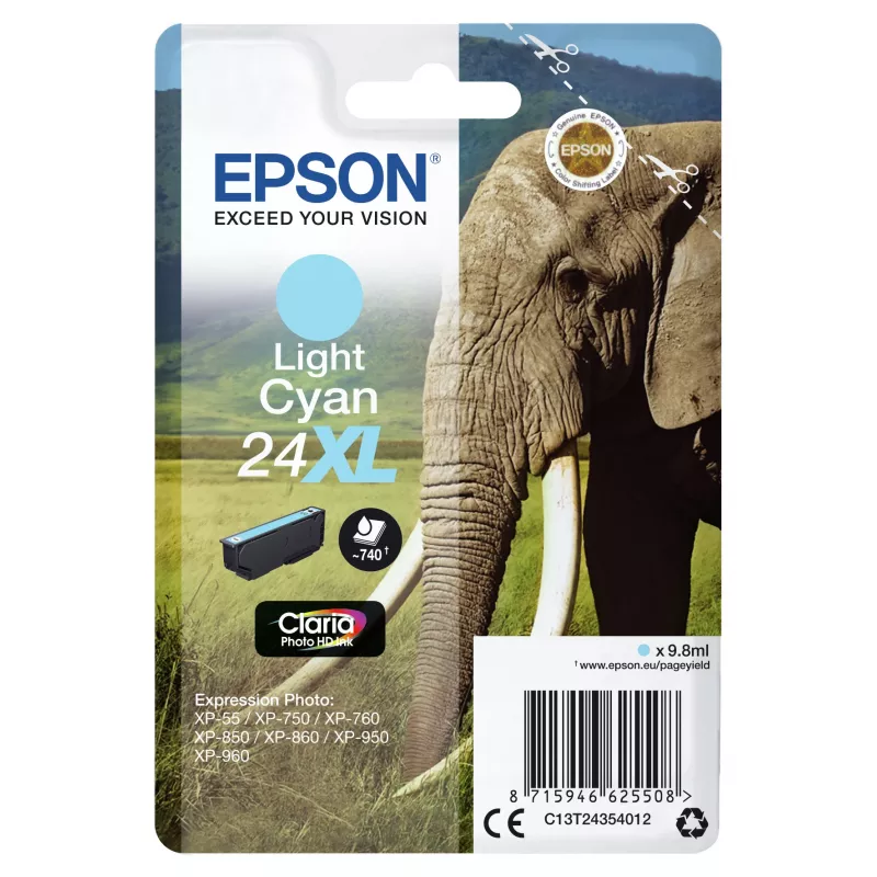 Epson Elephant yksittäispakkaus vaaleansyaani 24XL Claria Photo HD muste