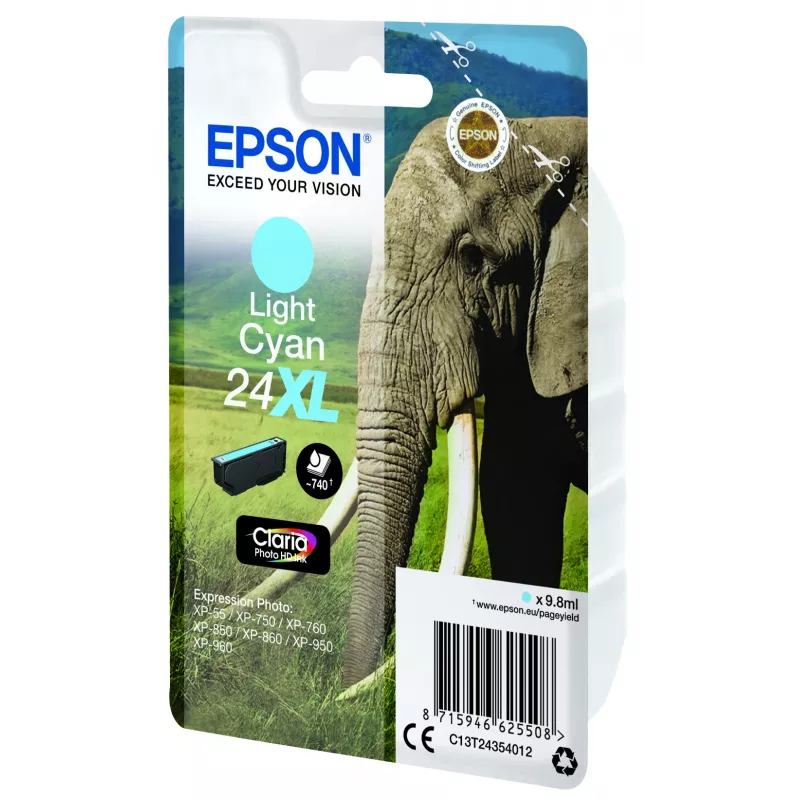Epson Elephant yksittäispakkaus vaaleansyaani 24XL Claria Photo HD muste