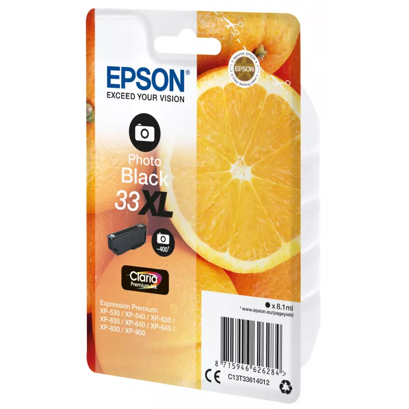 Epson Oranges yksittäispakkaus valokuvamusta 33XL Claria Premium muste