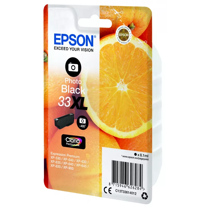 Epson Oranges yksittäispakkaus valokuvamusta 33XL Claria Premium muste