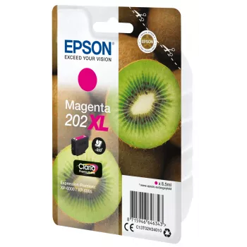 Epson Kiwi yksittäispakkaus magenta 202XL Claria Premium muste, korkea (XL) kesto, magenta, pigmenttimuste, 8,5 ml, 1 kpl, 650 sivua