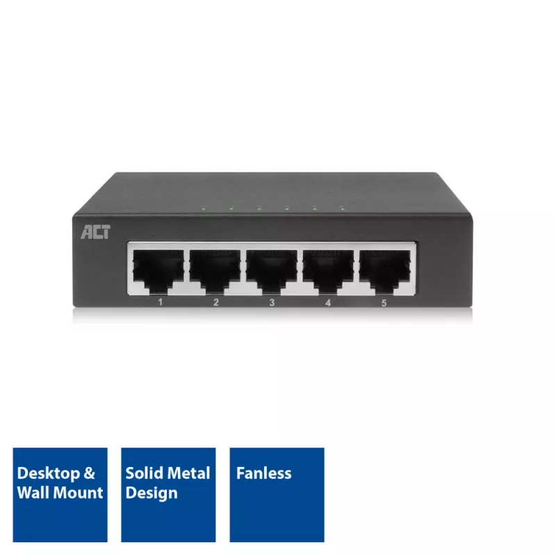 Hallitsematon kytkin ACT AC4415 Gigabit Ethernet 5 porttia 10 Gbit/s