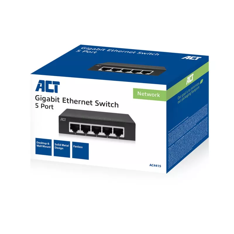 Hallitsematon kytkin ACT AC4415 Gigabit Ethernet 5 porttia 10 Gbit/s