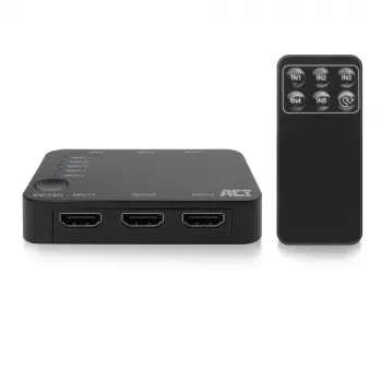 ACT 4K HDMI-kytkin 5 in, 1 out, HDMI, musta, 2160p, 18 Gbit/s, 4096 x 2160 pikseliä, 4K Ultra HD